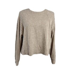 Zara | Beige Ribbed Sweater Size Large